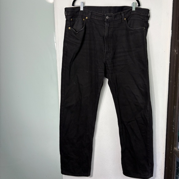 Levi's 505 Regular Fit Jeans Men's Size 42x32 Black 100% Cotton Big & Tall - Picture 2 of 9